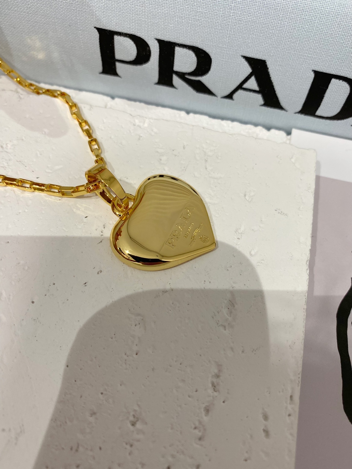 Prada Gold Heart Pendant Necklace – Designer Jewelry