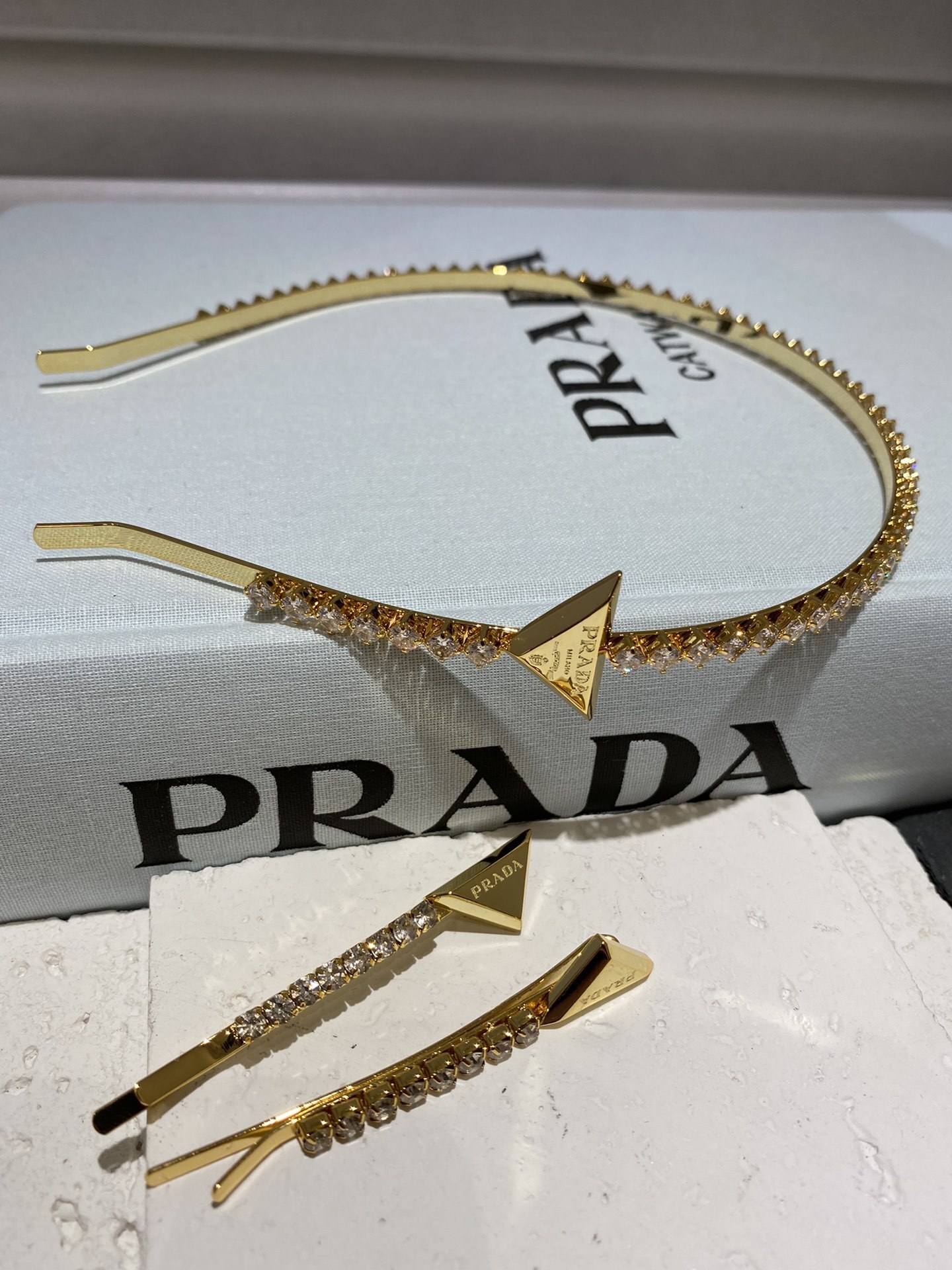 Prada Crystal Embellished Hair Clips - Premium Quality
