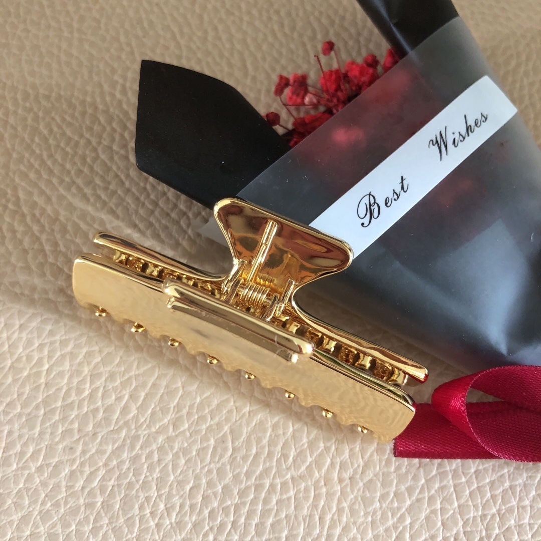 designer Prada Gold Metal Hair Claw Clip - Prada Gold Metal Hair Claw