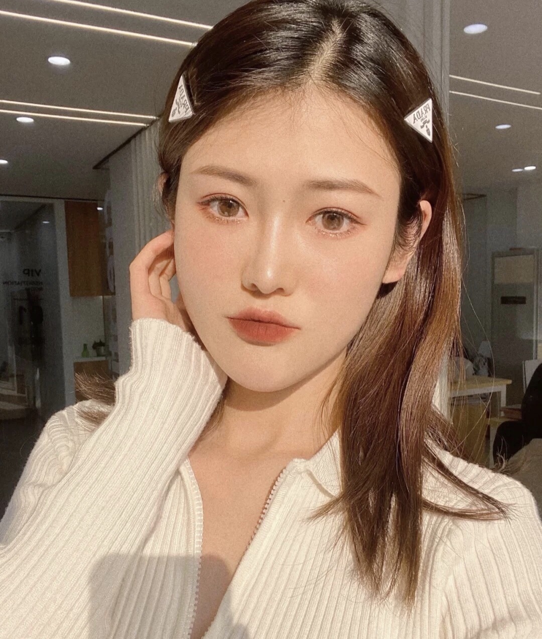 Prada Silver Crystal Hair Clips - Prada Silver Crystal Triangle Hair