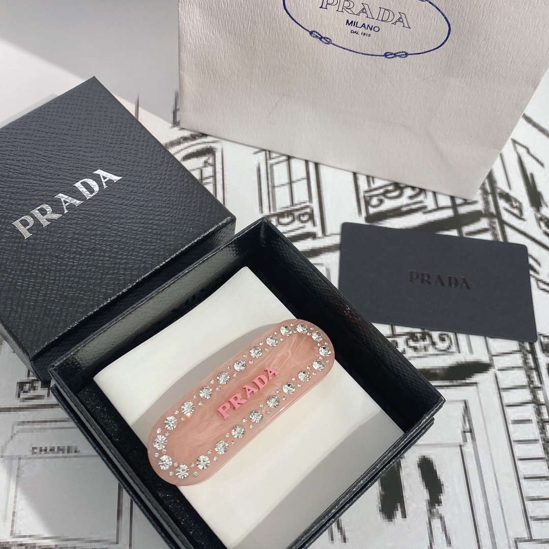 Prada Crystal Embellished Hair Clip - Premium Quality