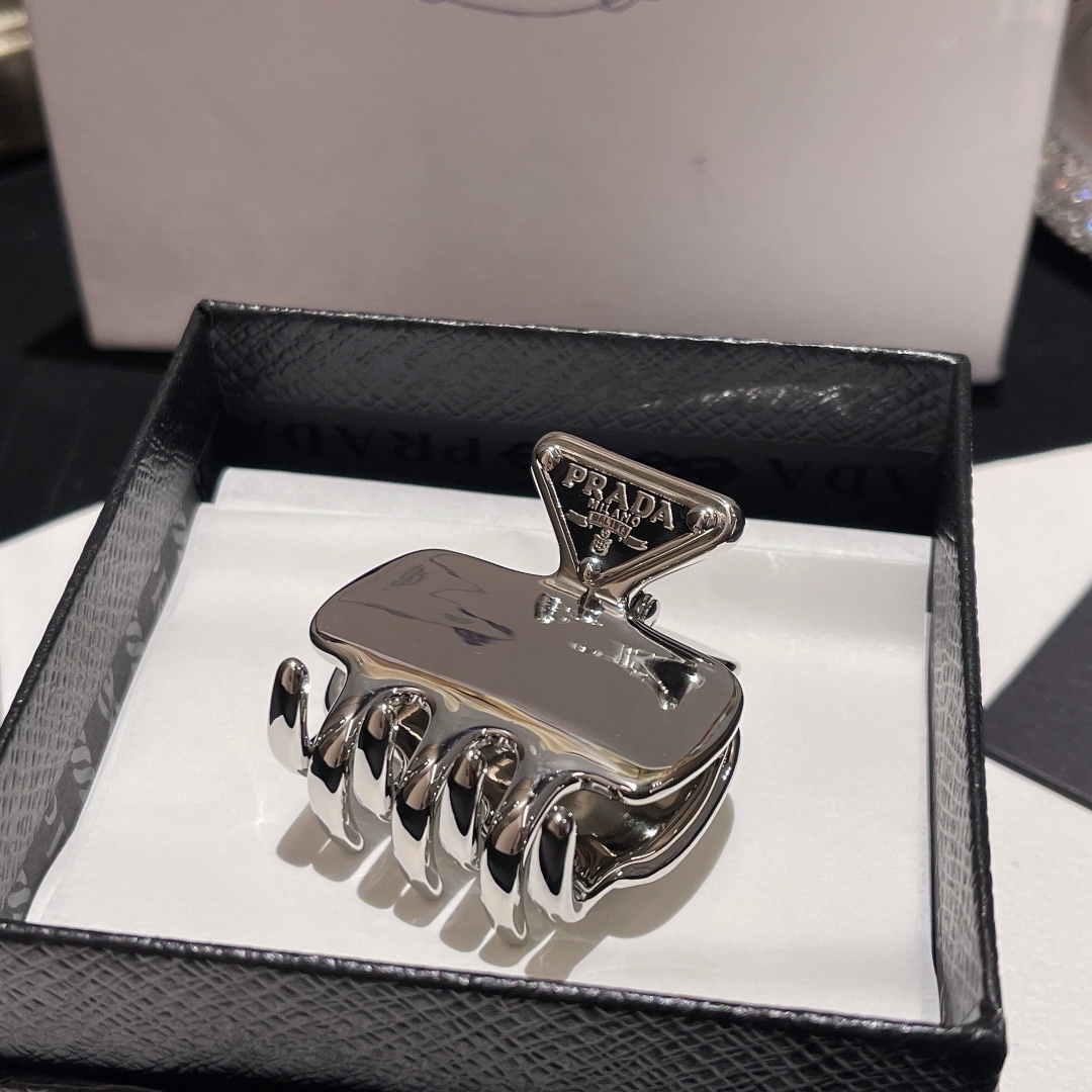 Prada Silver Hair Clip - Premium Quality