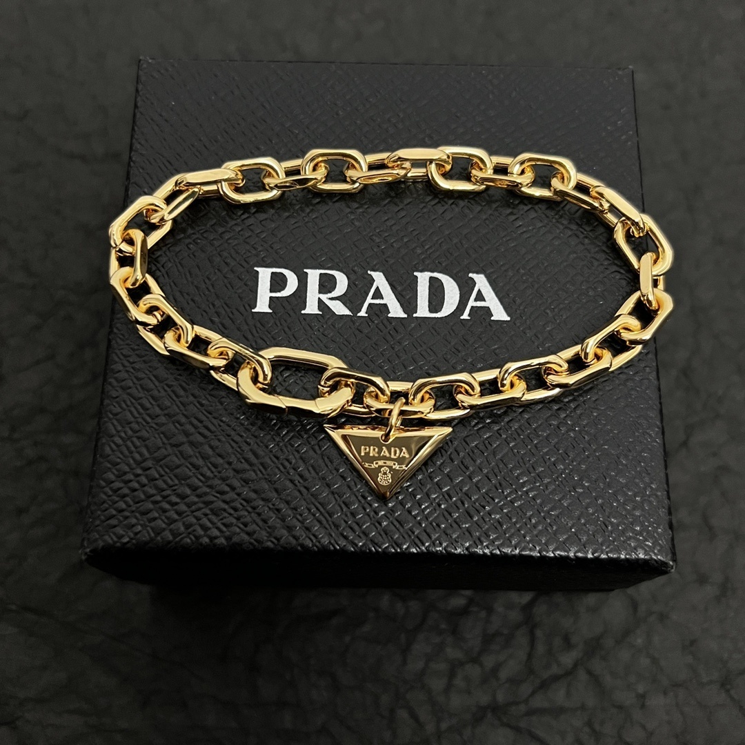 triangle Prada Gold Chain Bracelet – Prada Gold Chain Bracelet