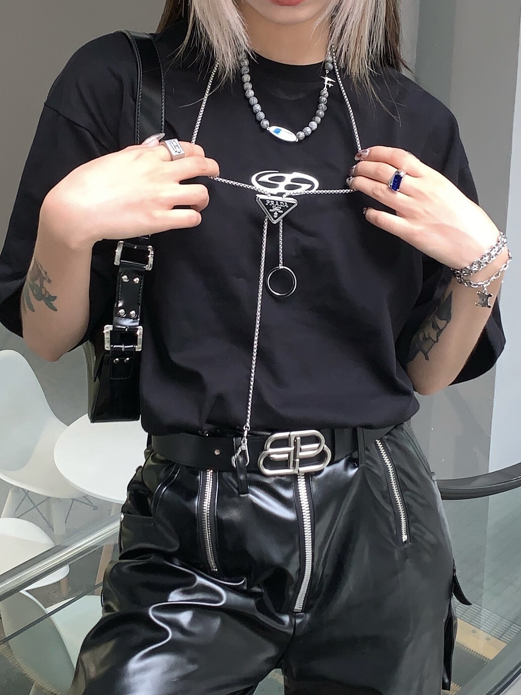 Balenciaga Black Logo Belt – Silver Buckle Leather Belt