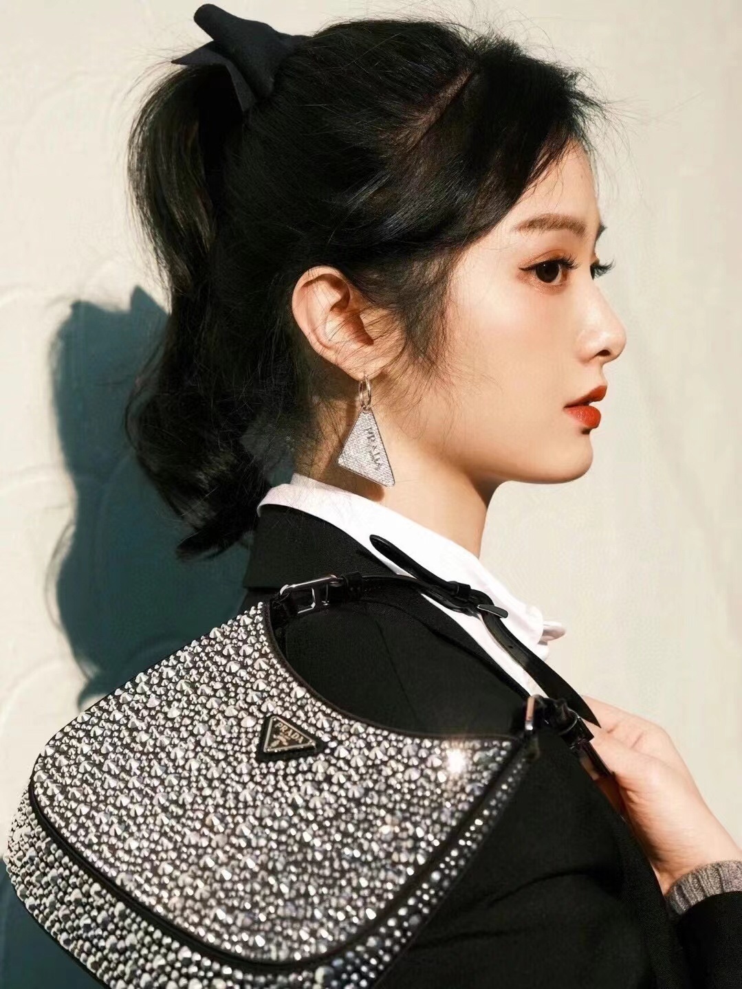 Prada Crystal Shoulder Bag Silver – Prada Crystal Embellished Shoulder