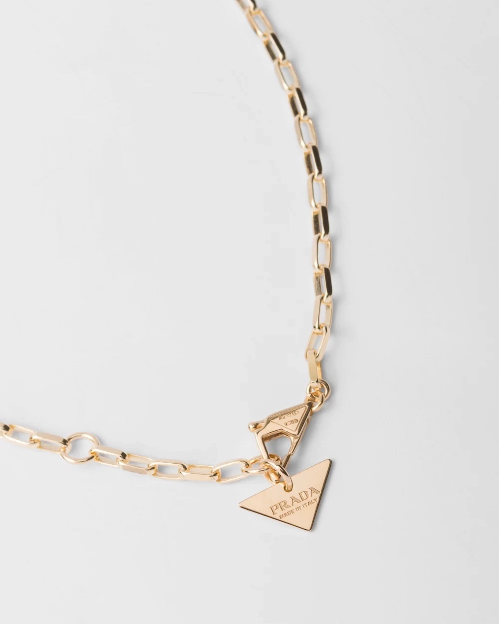 Prada Gold Triangle Pendant Chain Necklace – Refined Elegance