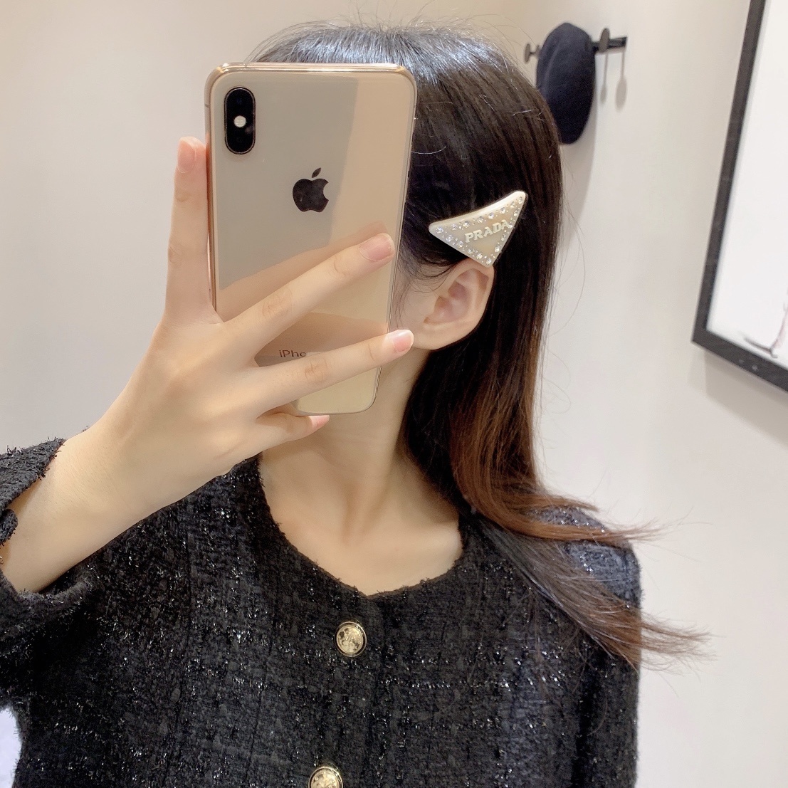 Prada Crystal Triangle Hair Clip embellished - Prada Crystal
