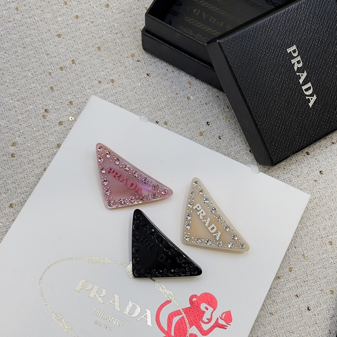 Premium Prada Triangle Hair Clip - Luxury Accessory