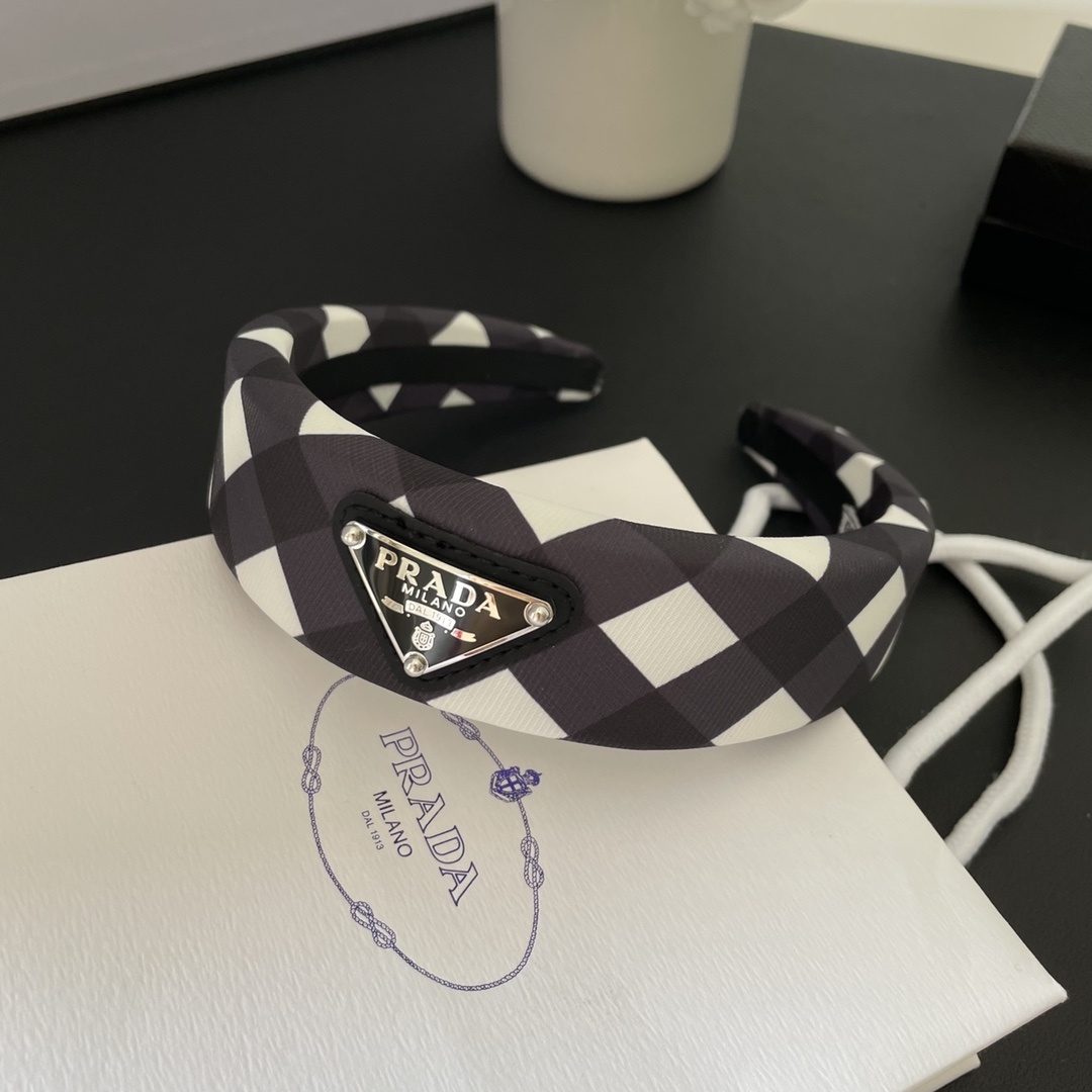 Prada Inspired Checkered Headband - Premium Quality