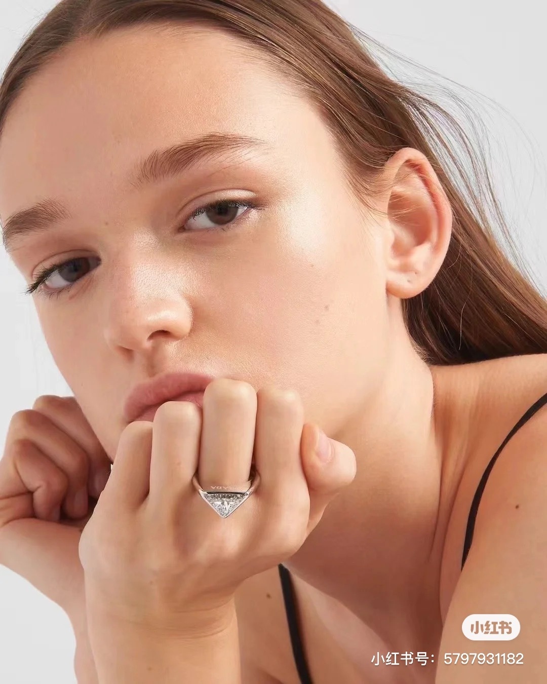 designer Prada Silver Triangle Diamond Ring – Prada Silver Triangle