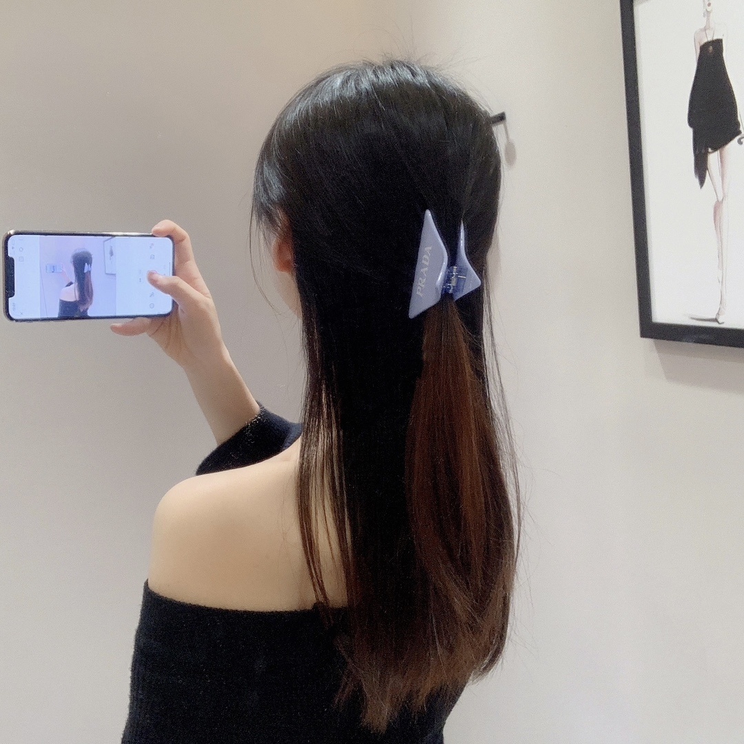 Prada Lavender Logo Claw Clip - Designer Hair Accessory