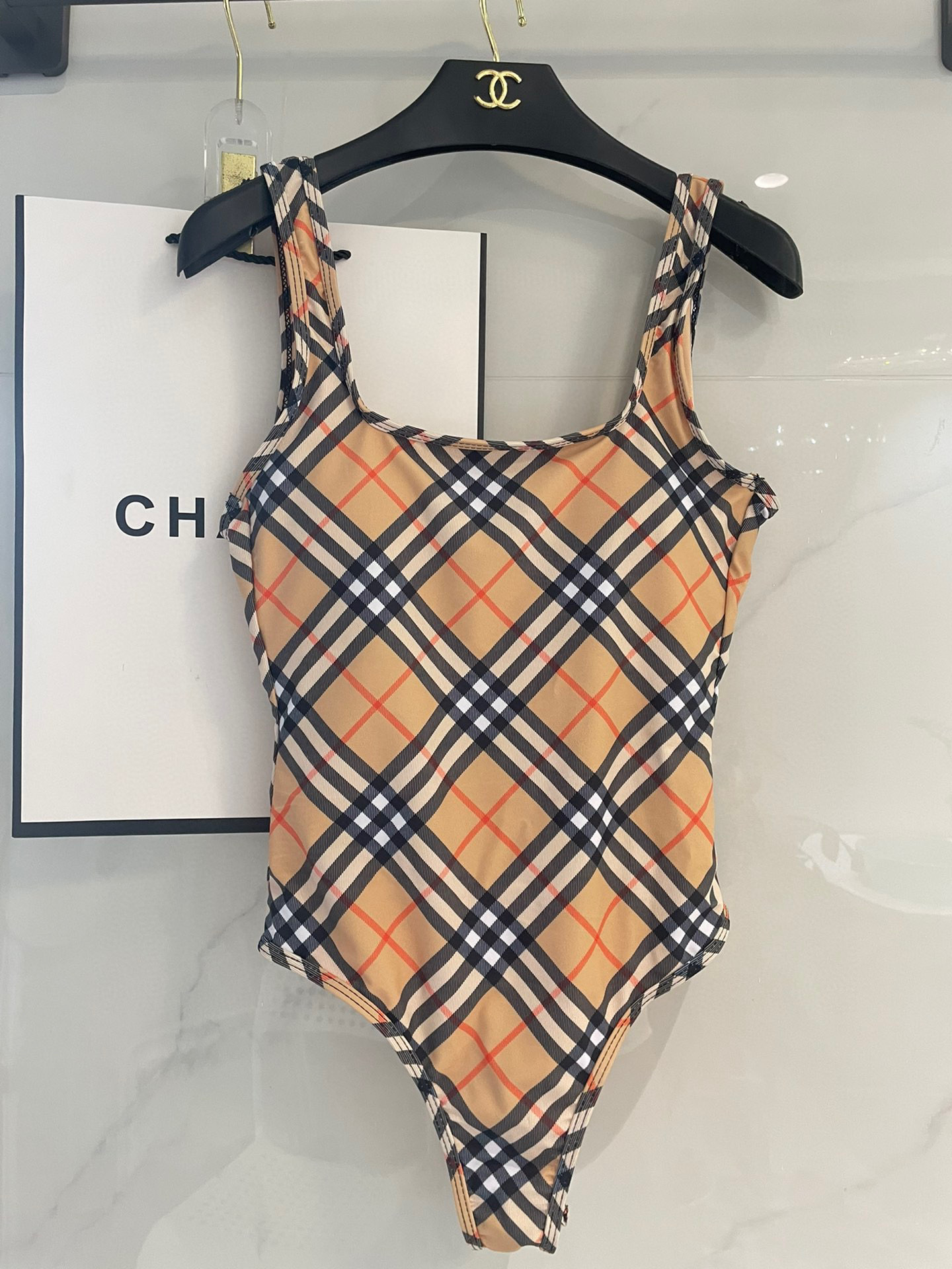 Premium Plaid One-Piece Swimsuit – Designer Inspired