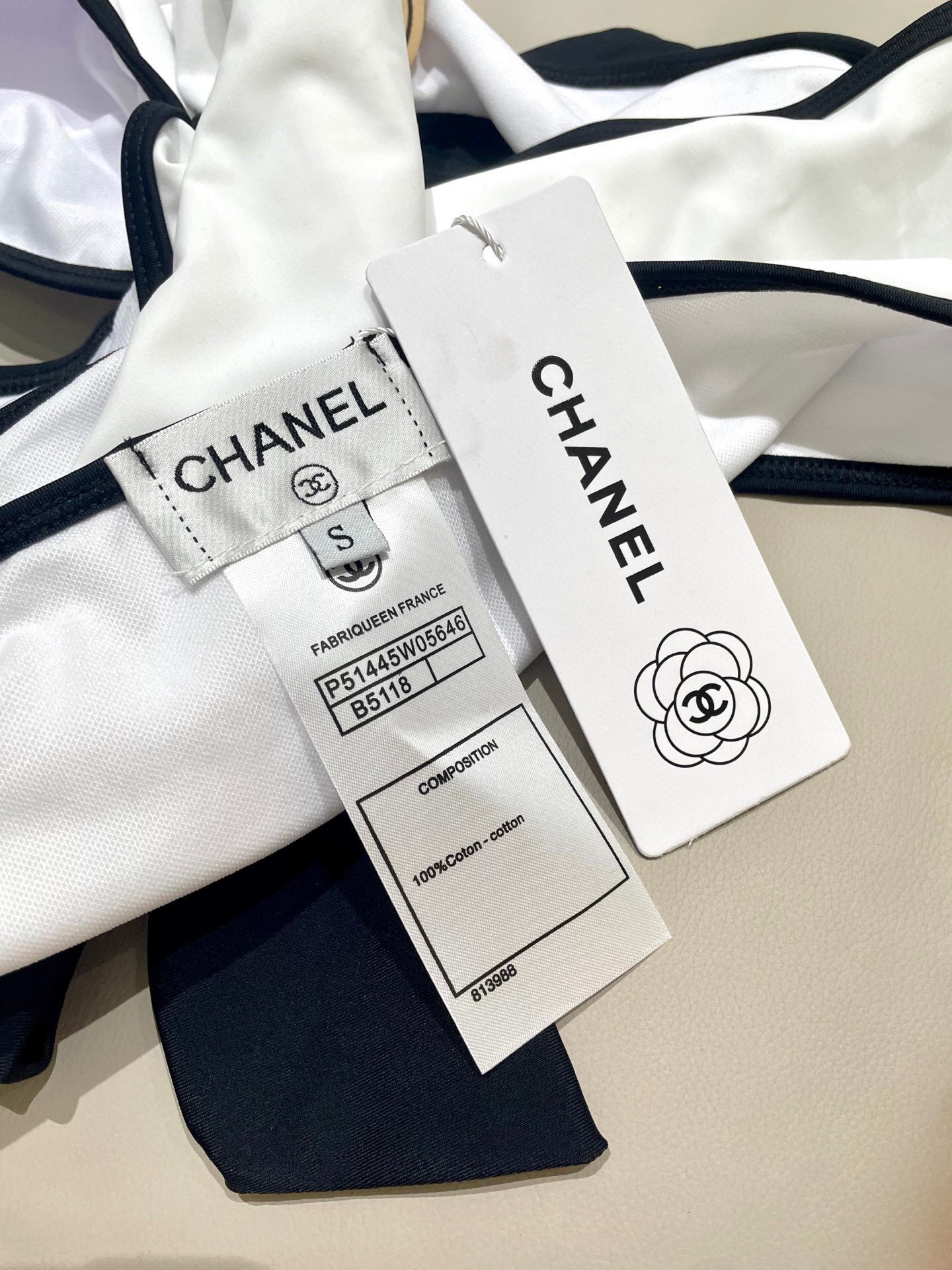 Chanel Inspired White & Black Trim Bikini – Premium Quality