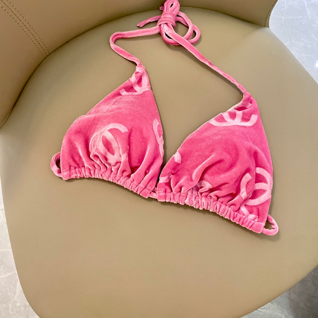 Pink Velvet Designer Bikini Top