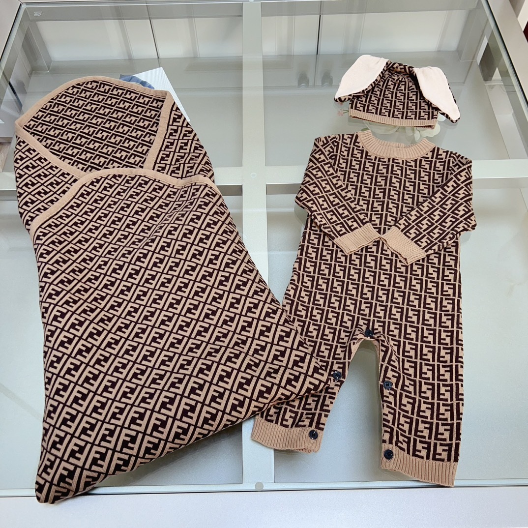 Designer Inspired Baby Set with Blanket & Hat