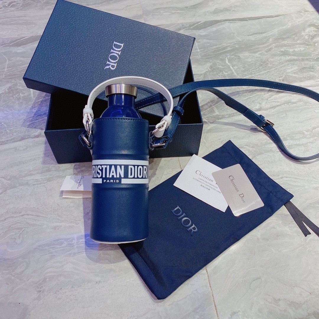 Dior Blue Leather Bottle Holder – Chic Accessory