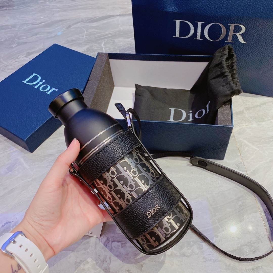 Dior Black Leather Water Bottle – Dior Black Leather Oblique Water
