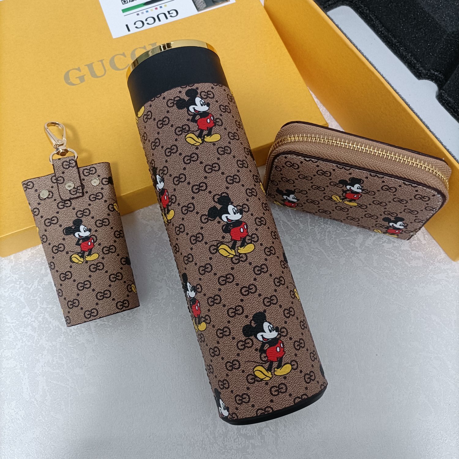 flask Gucci Mickey Mouse Brown Set - Gucci Mickey Mouse Brown Set
