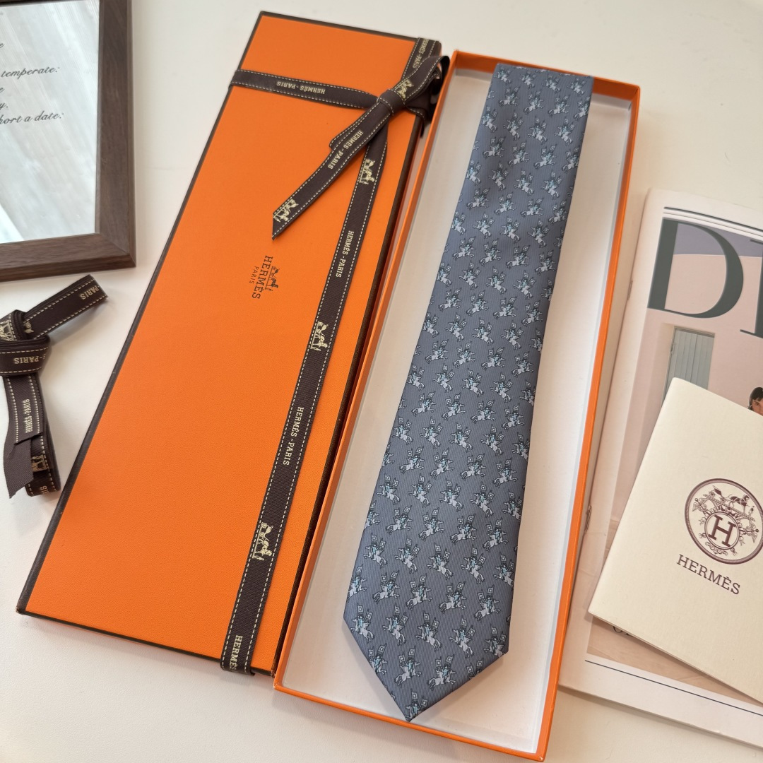 Hermès Blue Carousel Silk Tie – New in Box