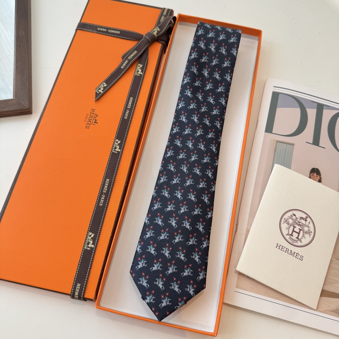 Hermès Navy Chevalier Silk Tie – Hermès Navy ‘Chevalier’ Silk Tie