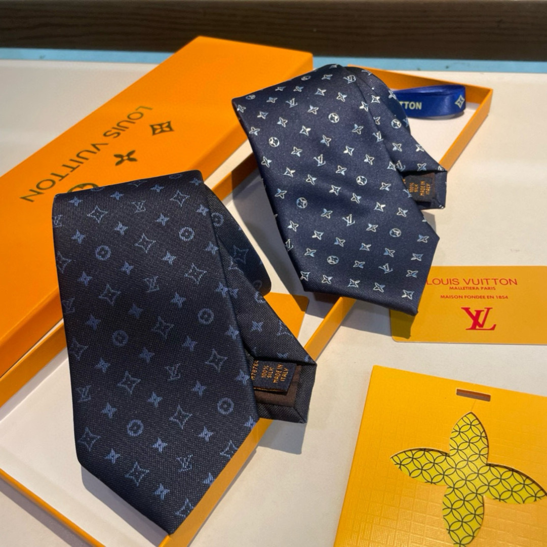 Louis Vuitton Navy Monogram Tie – Silk Designer Neckwear