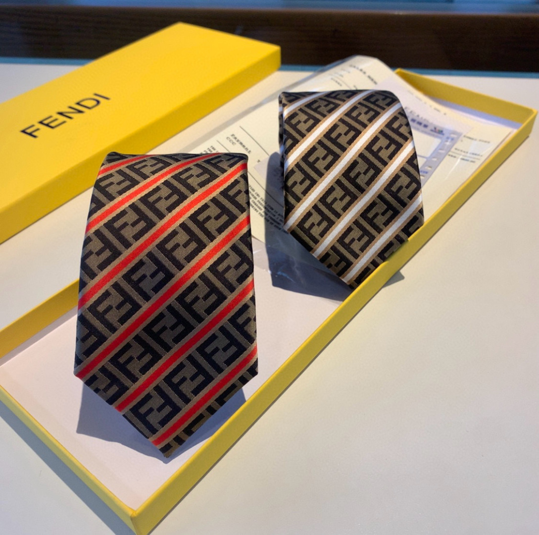 Fendi Striped FF Logo Silk Tie Set – Designer Neckwear