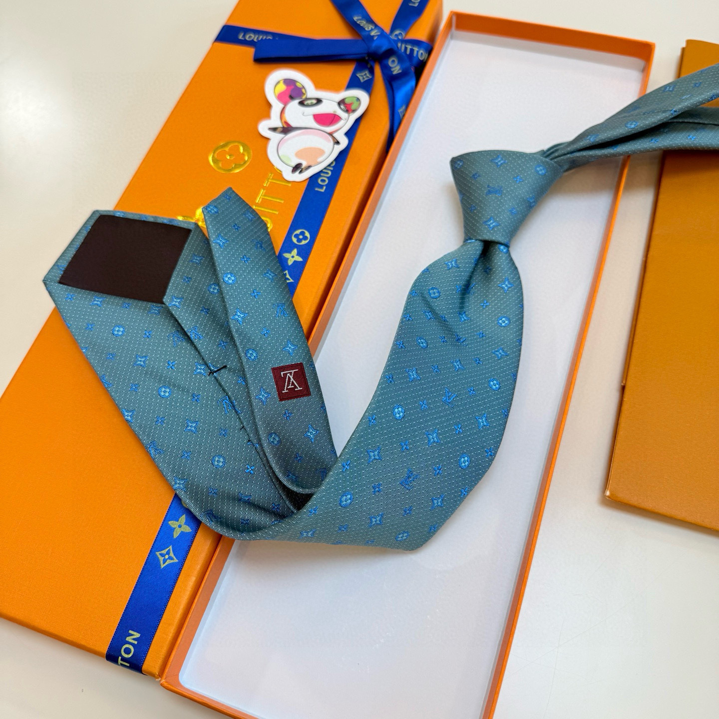 mini Louis Vuitton Blue Tie – Louis Vuitton Blue Mini Flower Silk Tie