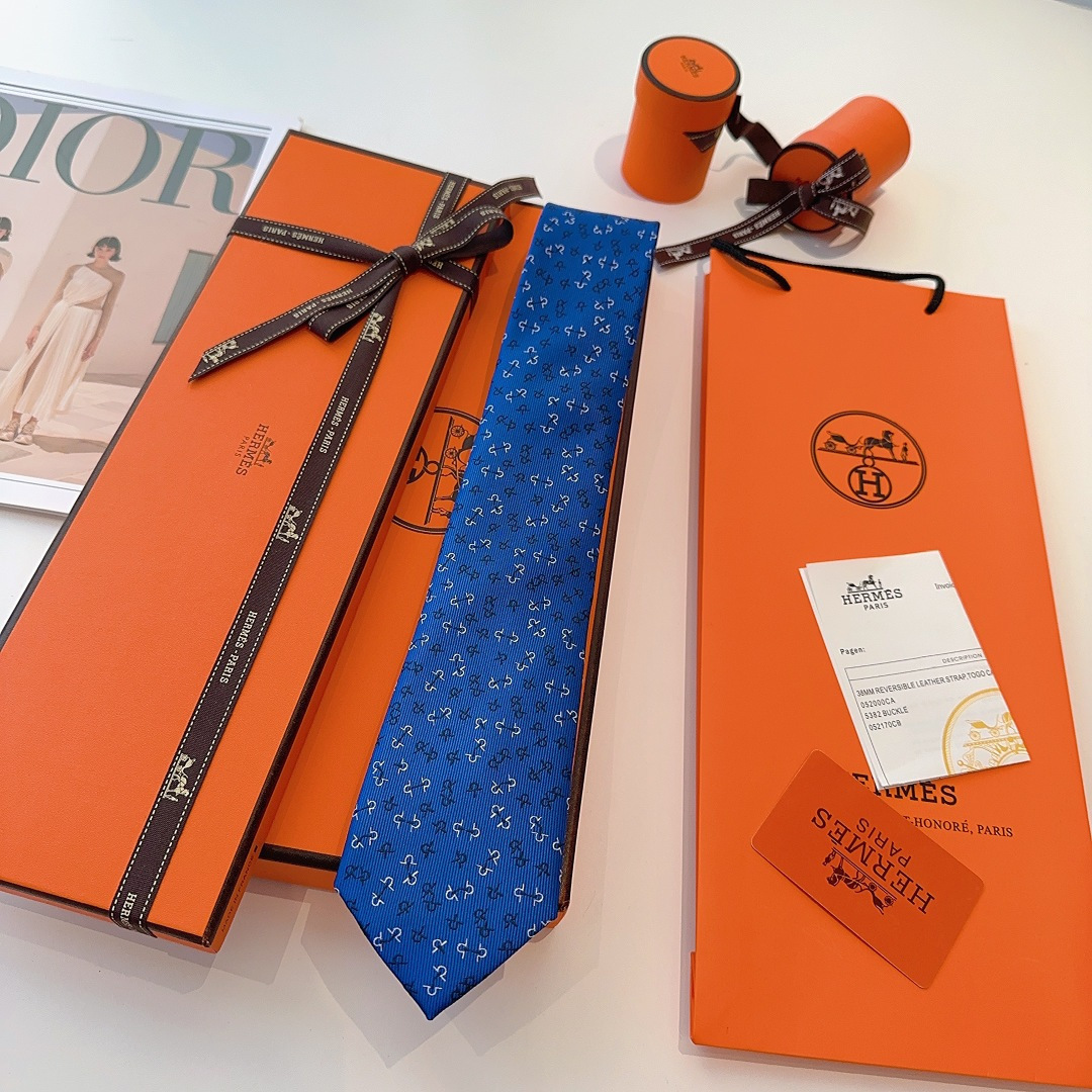 Hermès Royal Blue Anchor Silk Tie – Designer Neckwear