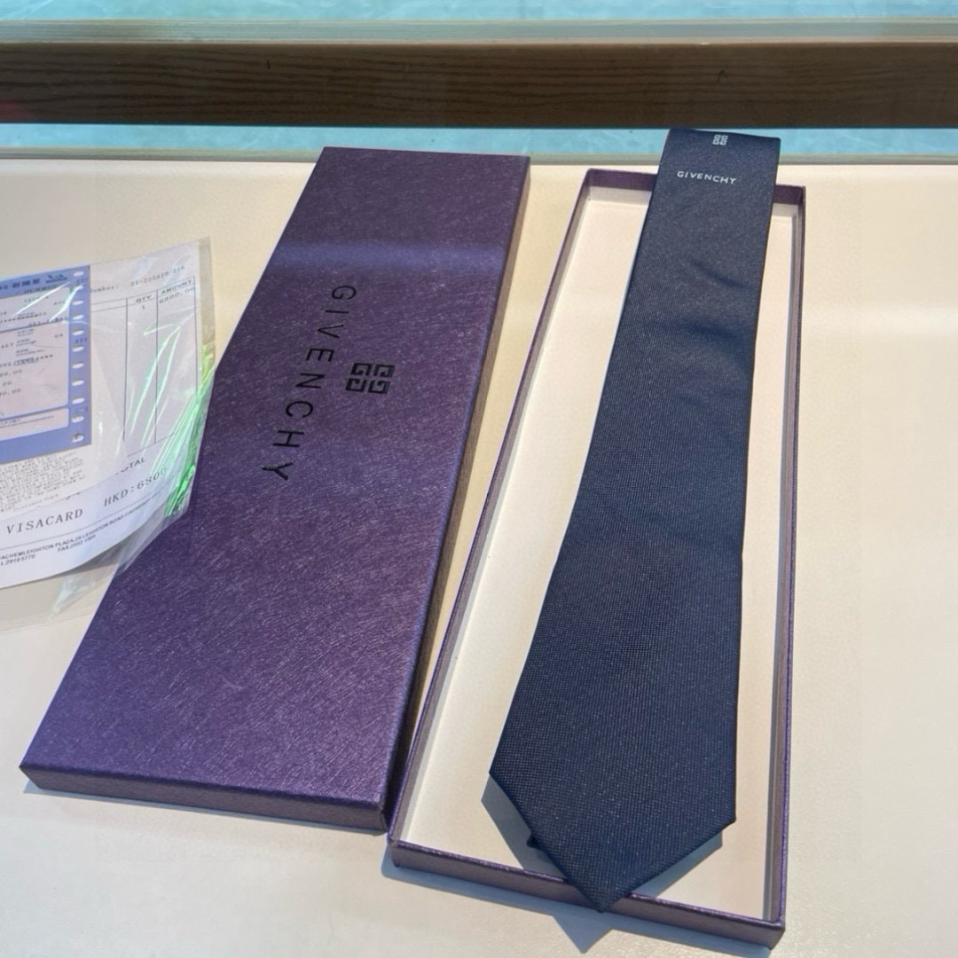 Givenchy Navy Silk Tie with Gift Box