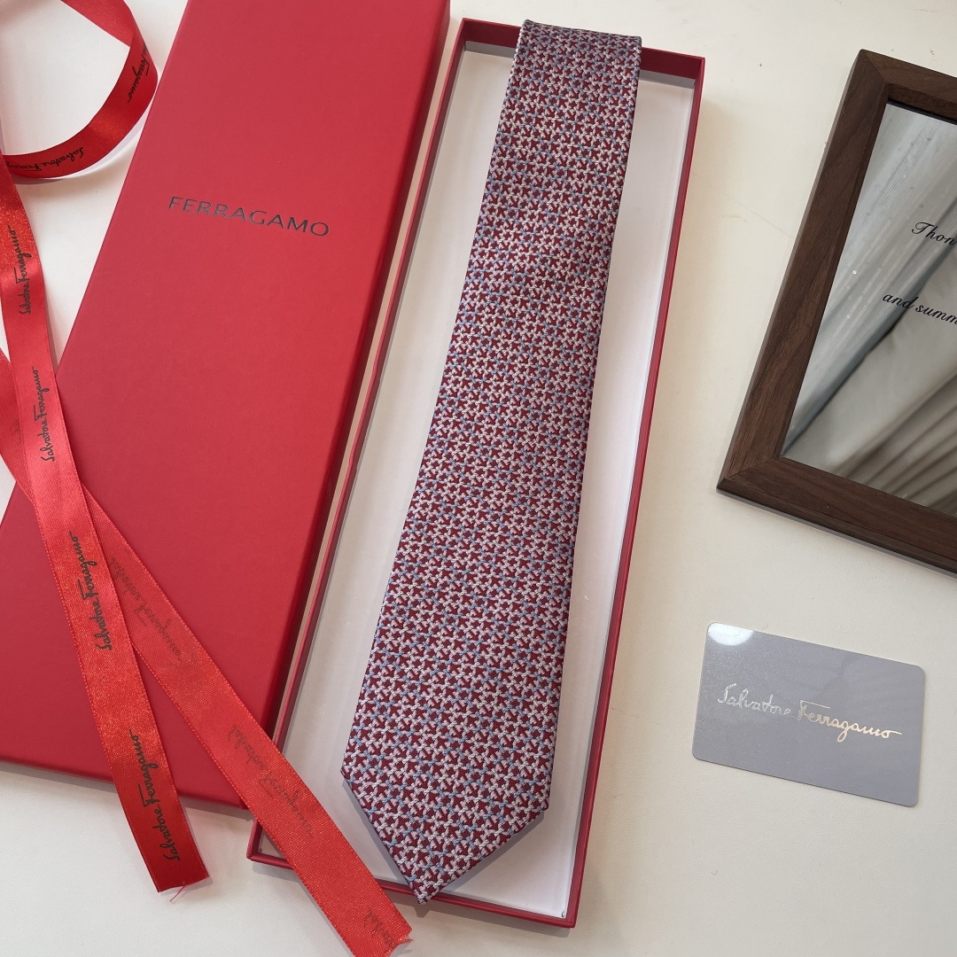 gift Ferragamo Red Geometric Silk Tie – Ferragamo Red Geometric Silk