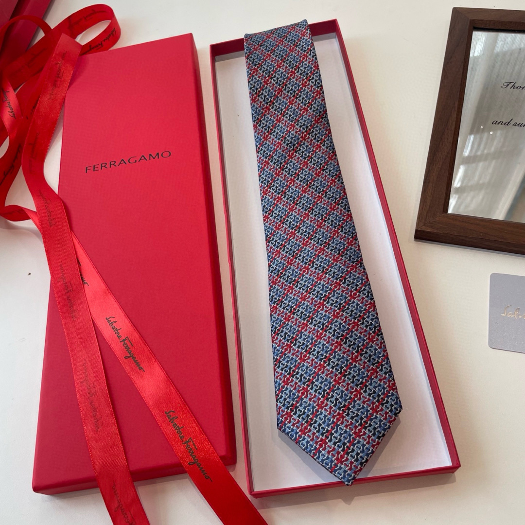 Ferragamo Geometric Print Silk Tie – Gift Boxed
