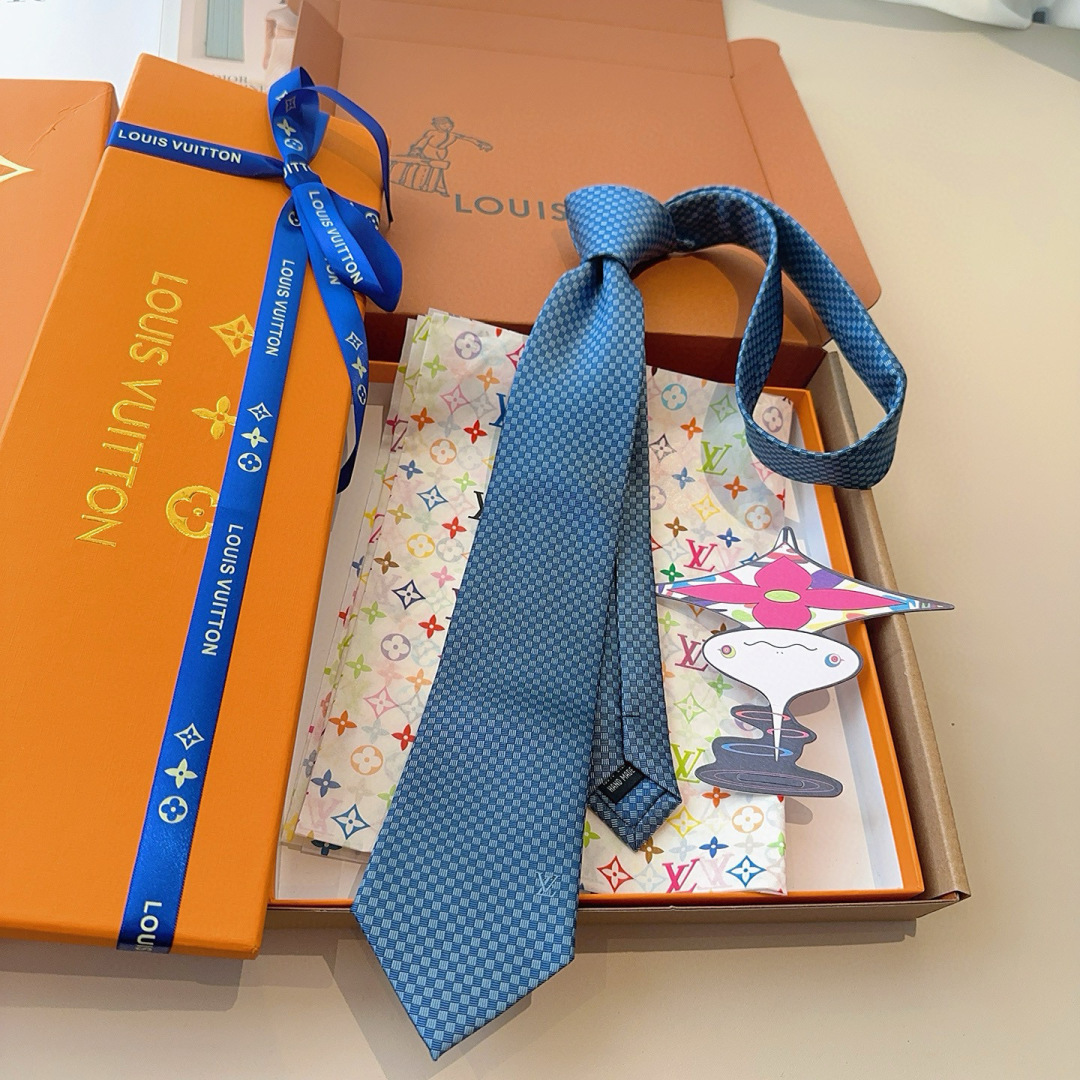 Louis Vuitton Blue Dotted Tie – Louis Vuitton Blue Dotted Silk Tie