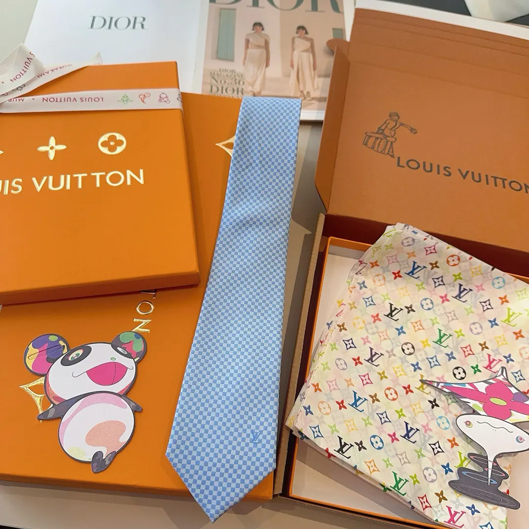Louis Vuitton Blue Checkered Silk Tie 2