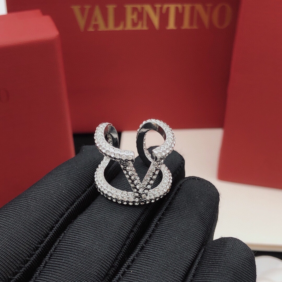 Valentino VLogo Silver Crystal Ring – Statement Piece