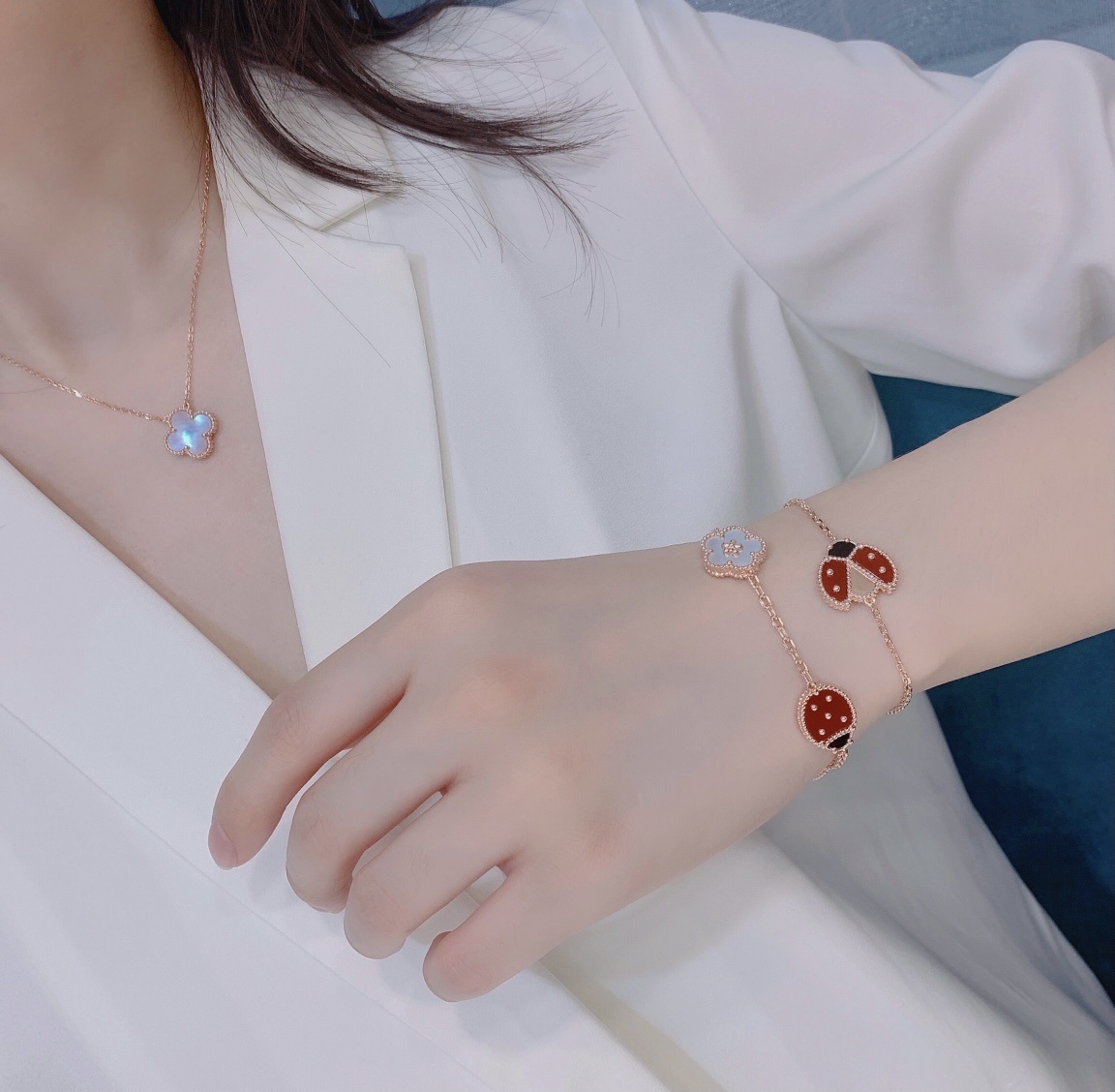 Van Cleef Rose Gold Ladybug Bracelet lucky charm – Van Cleef Rose Gold