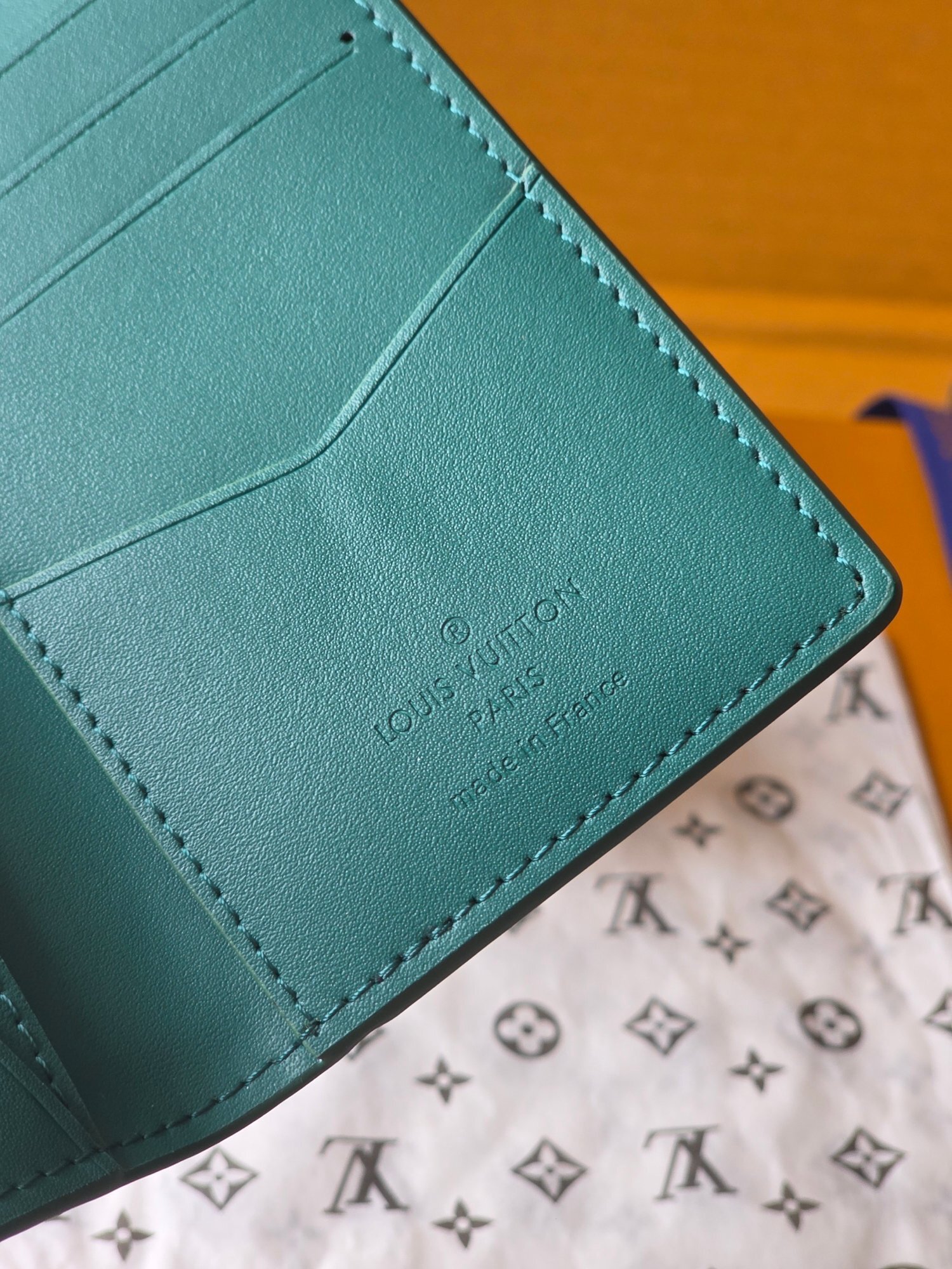 Teal Leather LV Bifold Wallet - Compact & Stylish