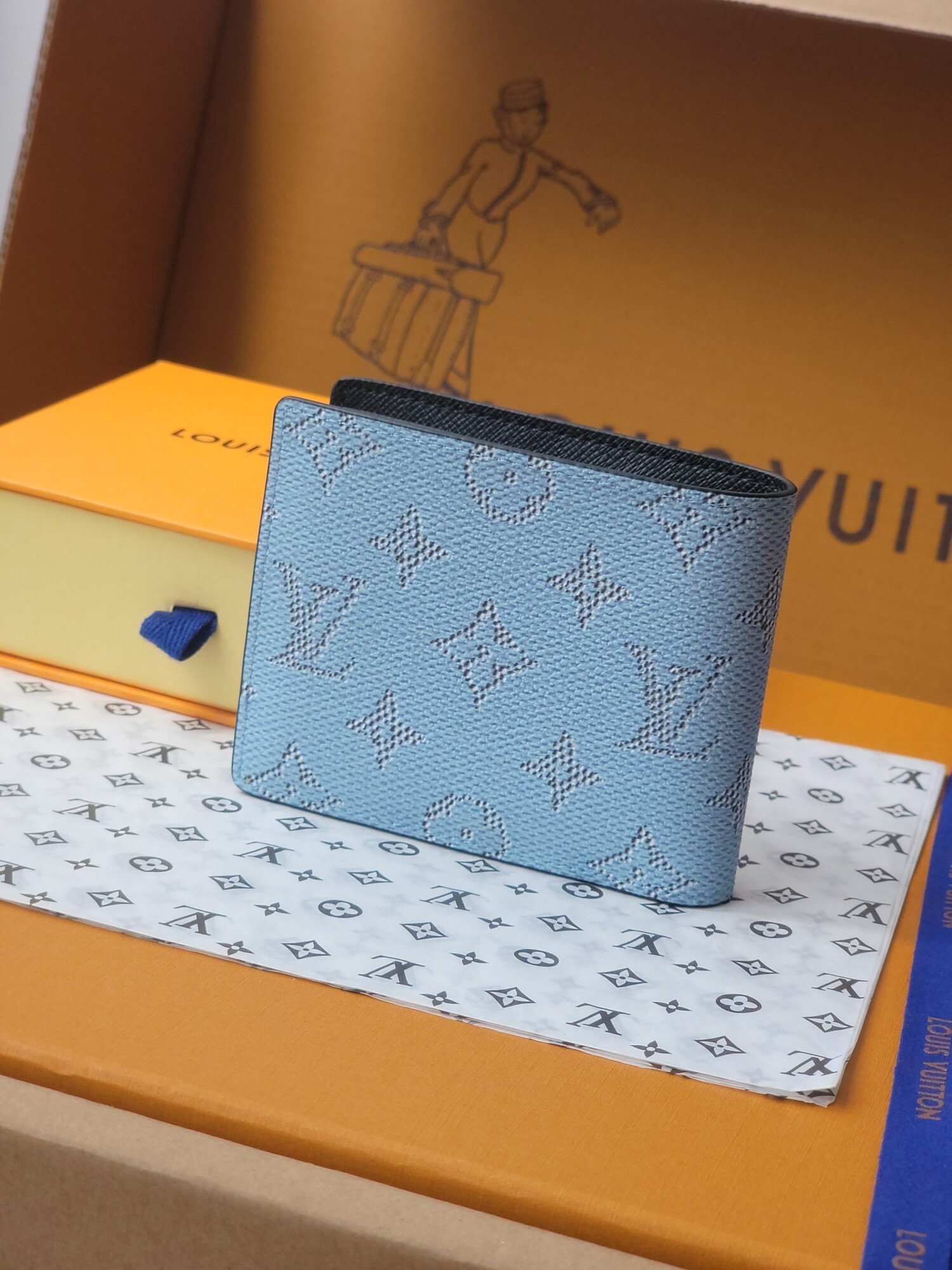 LV Sky Blue Wallet - LV Sky Blue Monogram Embossed Wallet