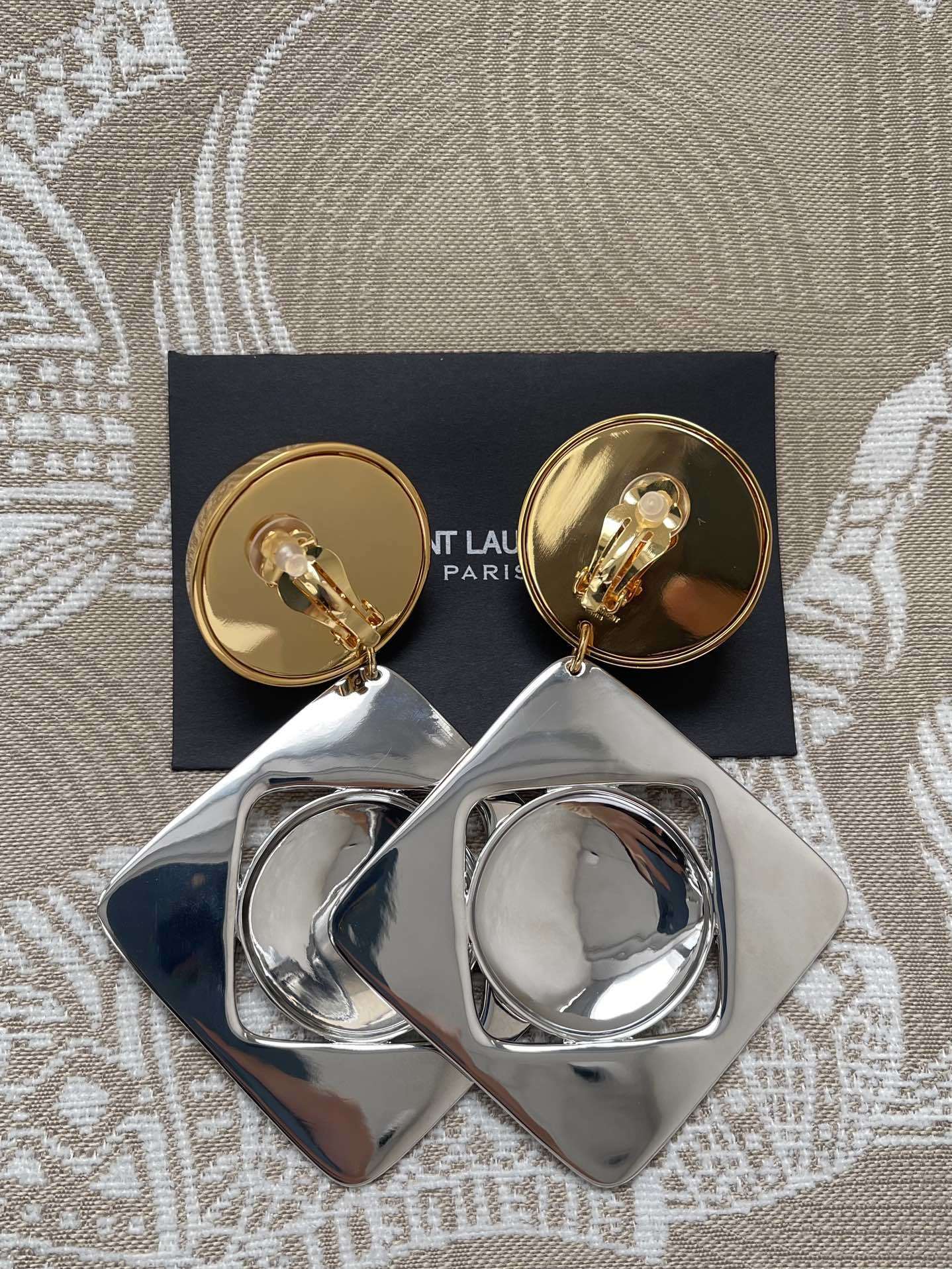 gold Saint Laurent Geometric Earrings – Saint Laurent Gold & Silver