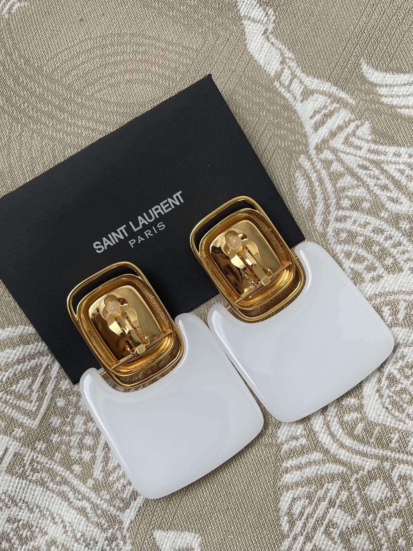 Saint Laurent White Resin Earrings gold – Saint Laurent White Resin
