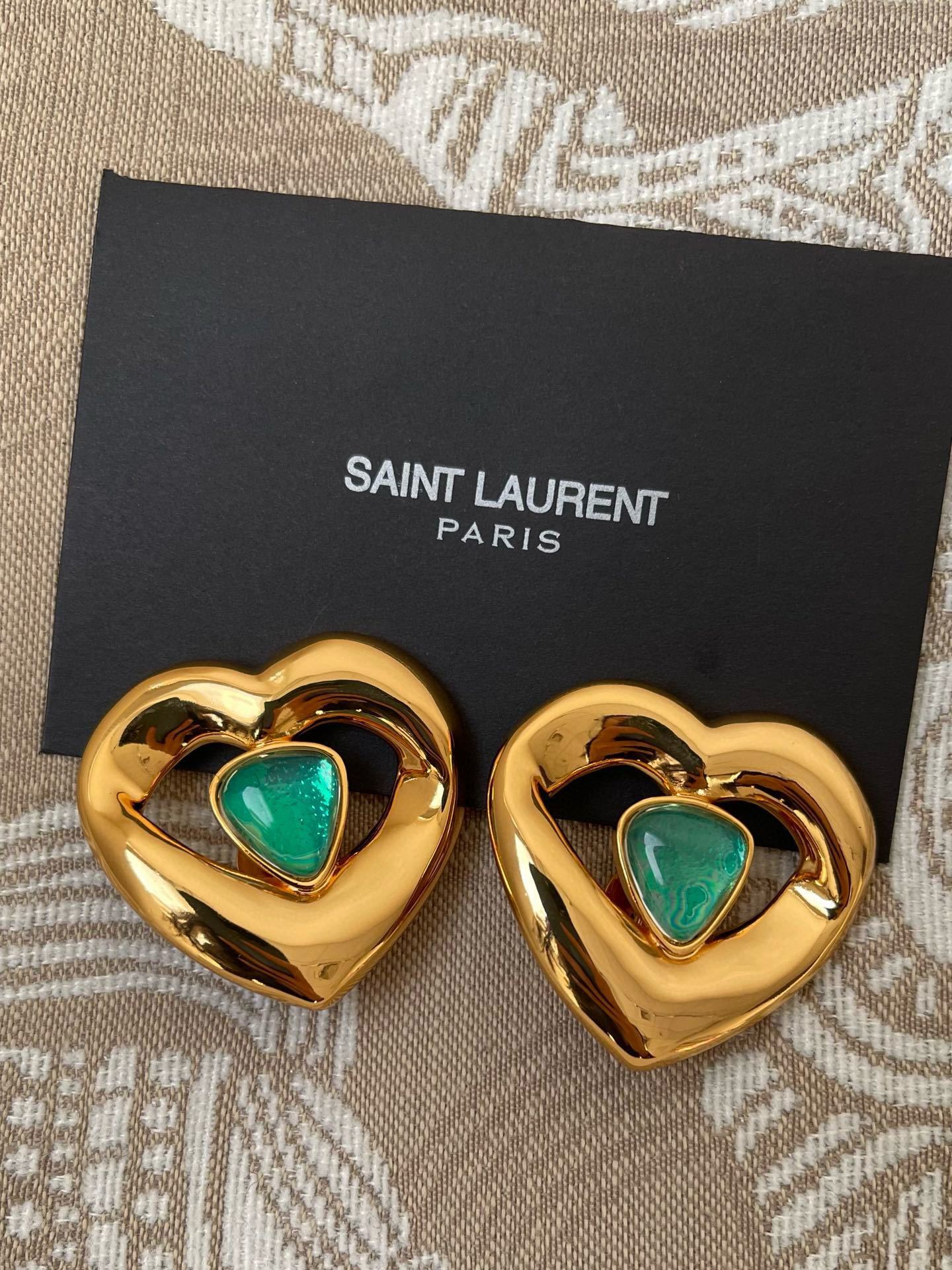 designer Saint Laurent Gold Black Square Earrings – Saint Laurent Gold