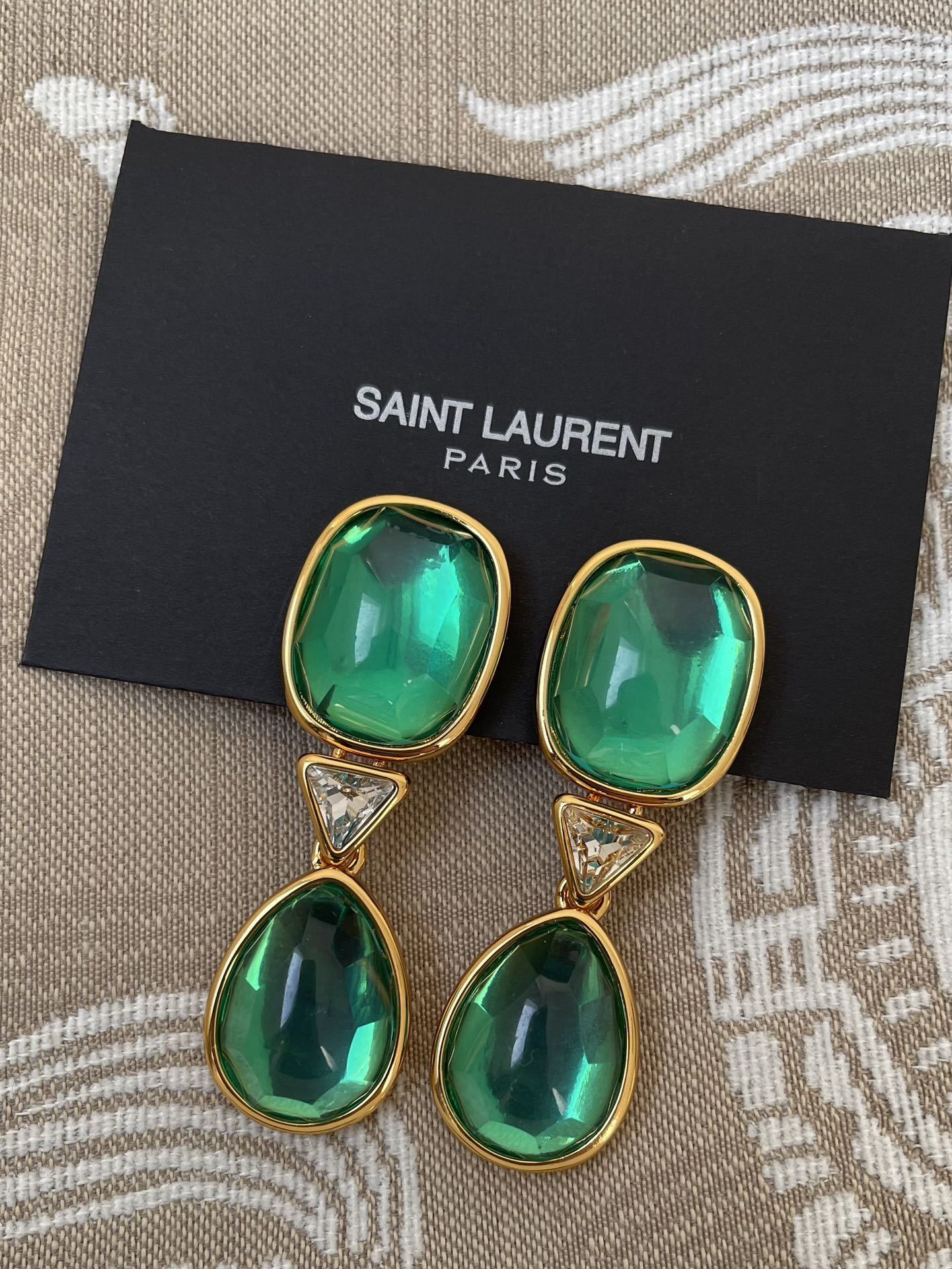 Saint Laurent Green Crystal Earrings – Saint Laurent Green Crystal