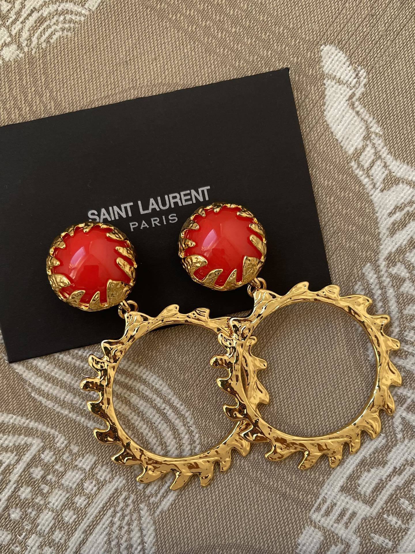 statement designer Saint Laurent Red Gold Earrings – Saint Laurent