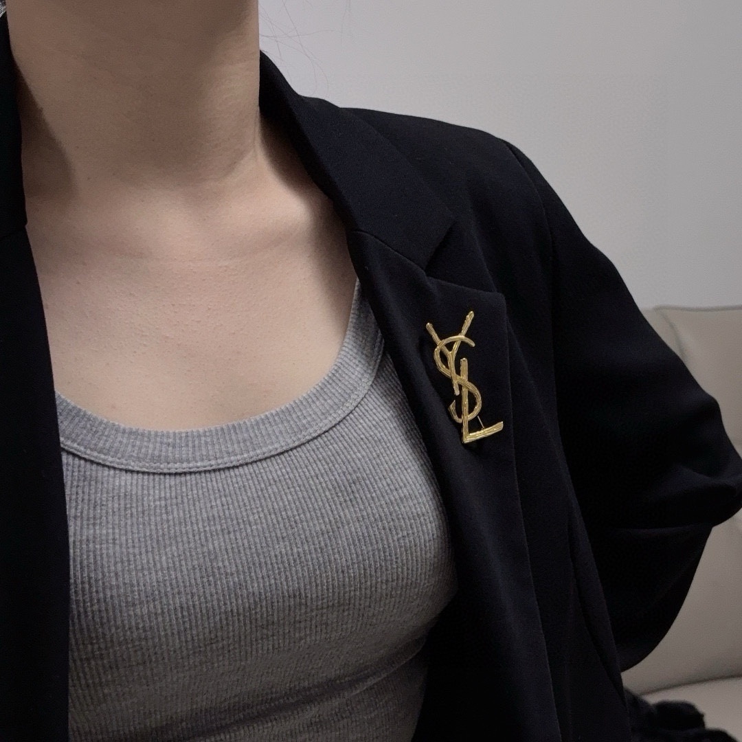 YSL Gold Cassandre Brooch – Iconic Designer Pin