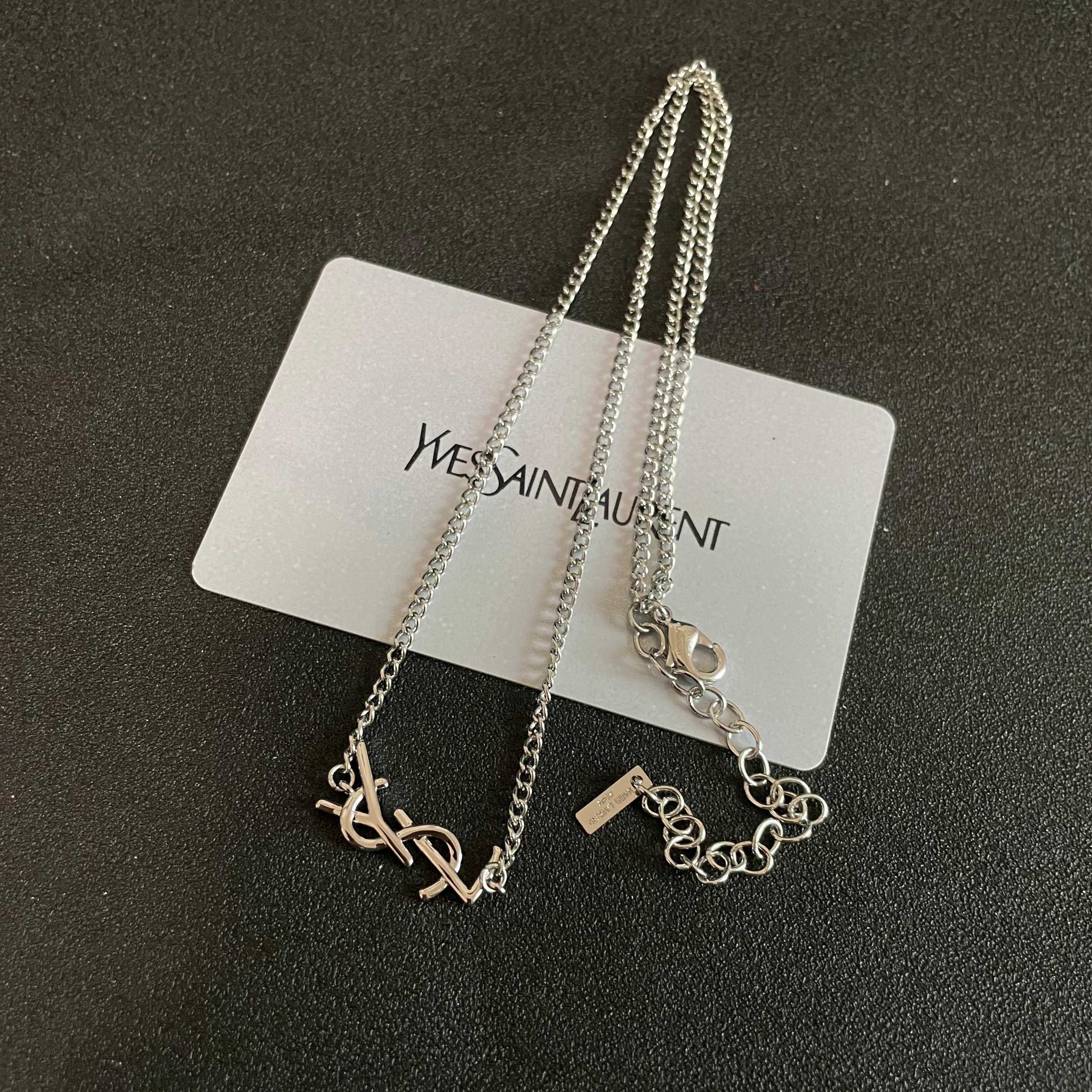 saint YSL Silver Logo Pendant Necklace – YSL Silver Logo Pendant