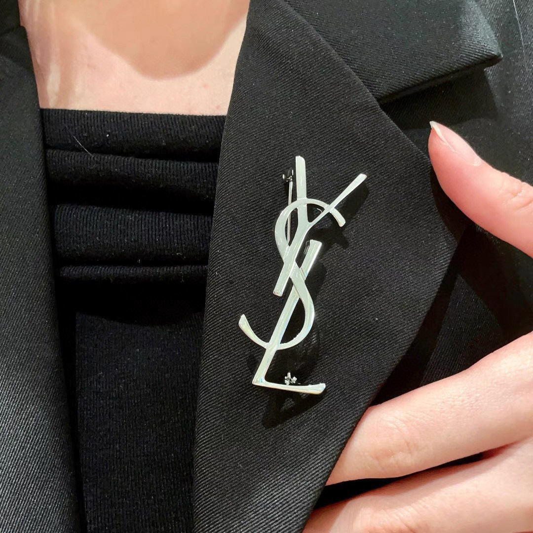 designer statement Saint Laurent Silver YSL Brooch – Saint Laurent