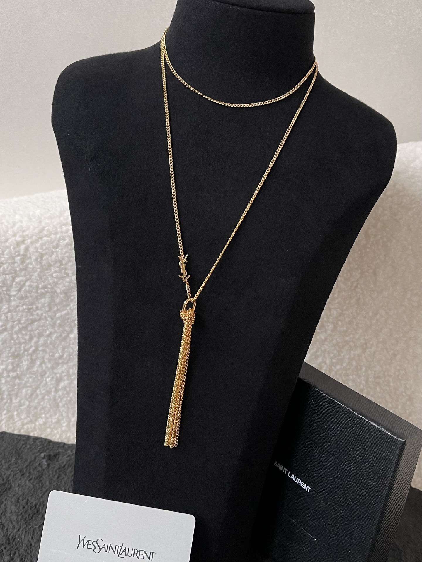 Saint Laurent Gold Tassel Necklace logo – Saint Laurent Gold Tassel