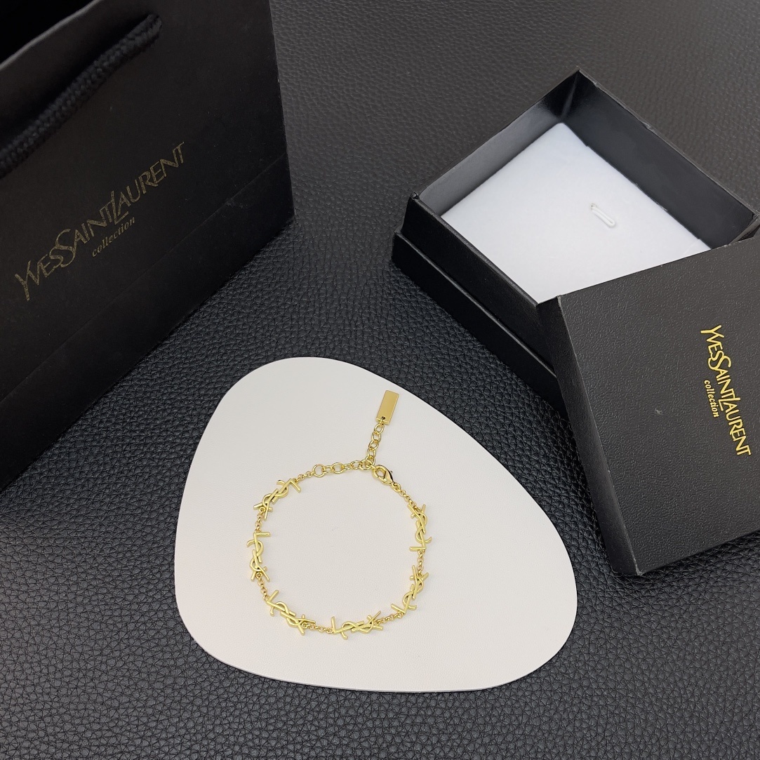 ysl Saint Laurent Gold Bracelet – Saint Laurent Gold YSL Link Bracelet