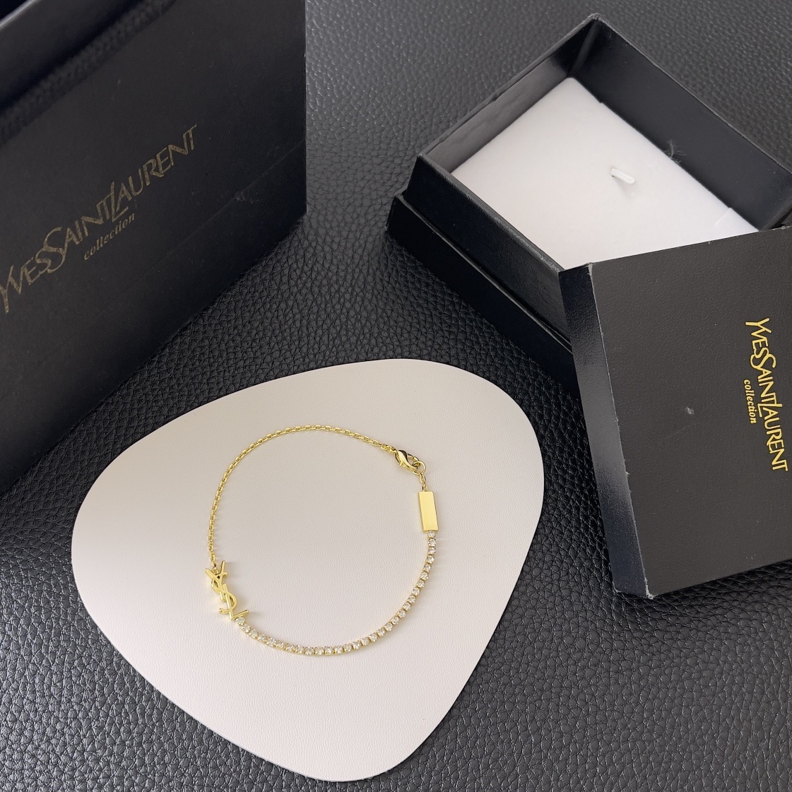 YSL Inspired Premium Gold Bracelet with Crystals