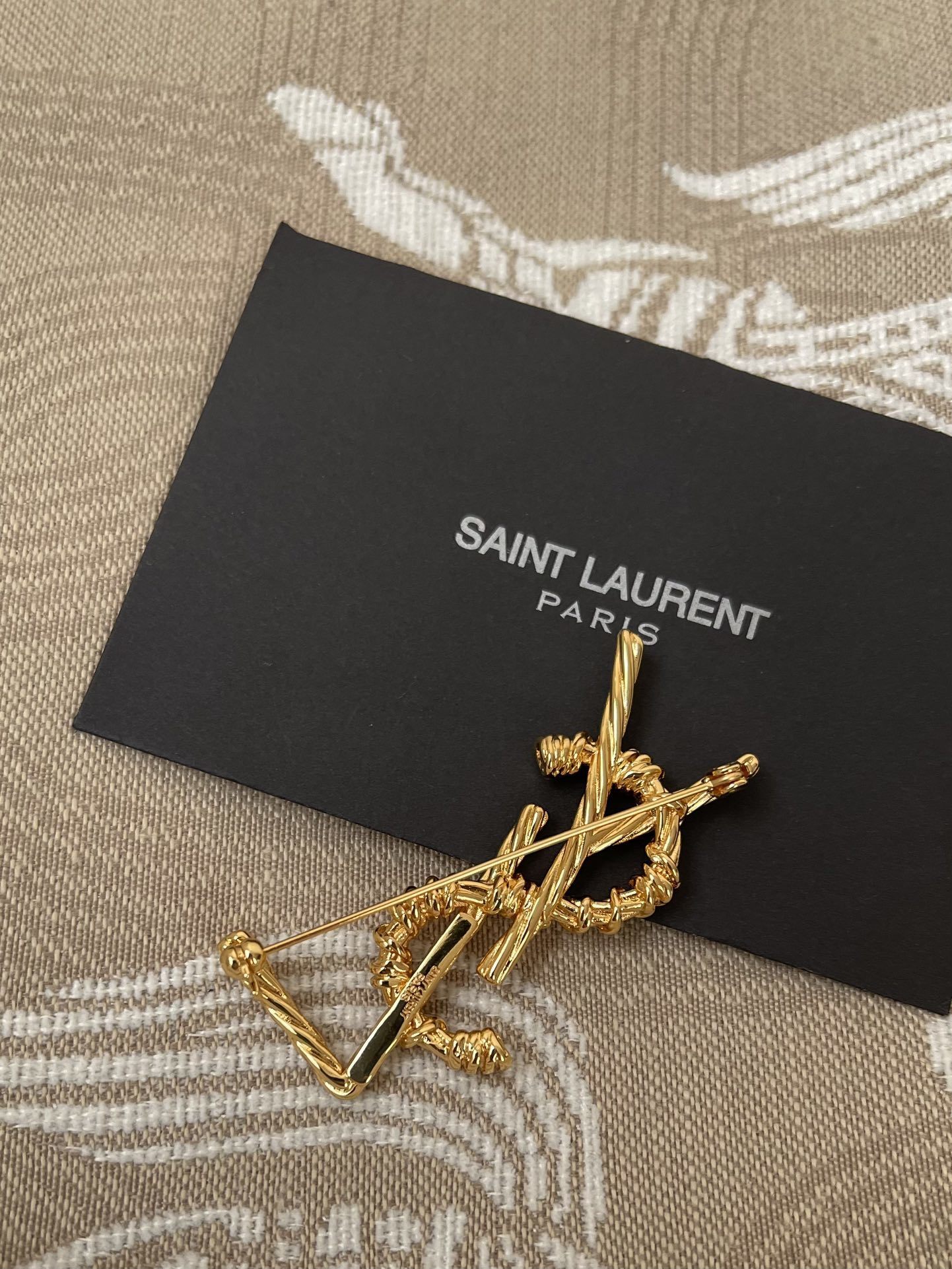 Saint Laurent Gold YSL Brooch 4993