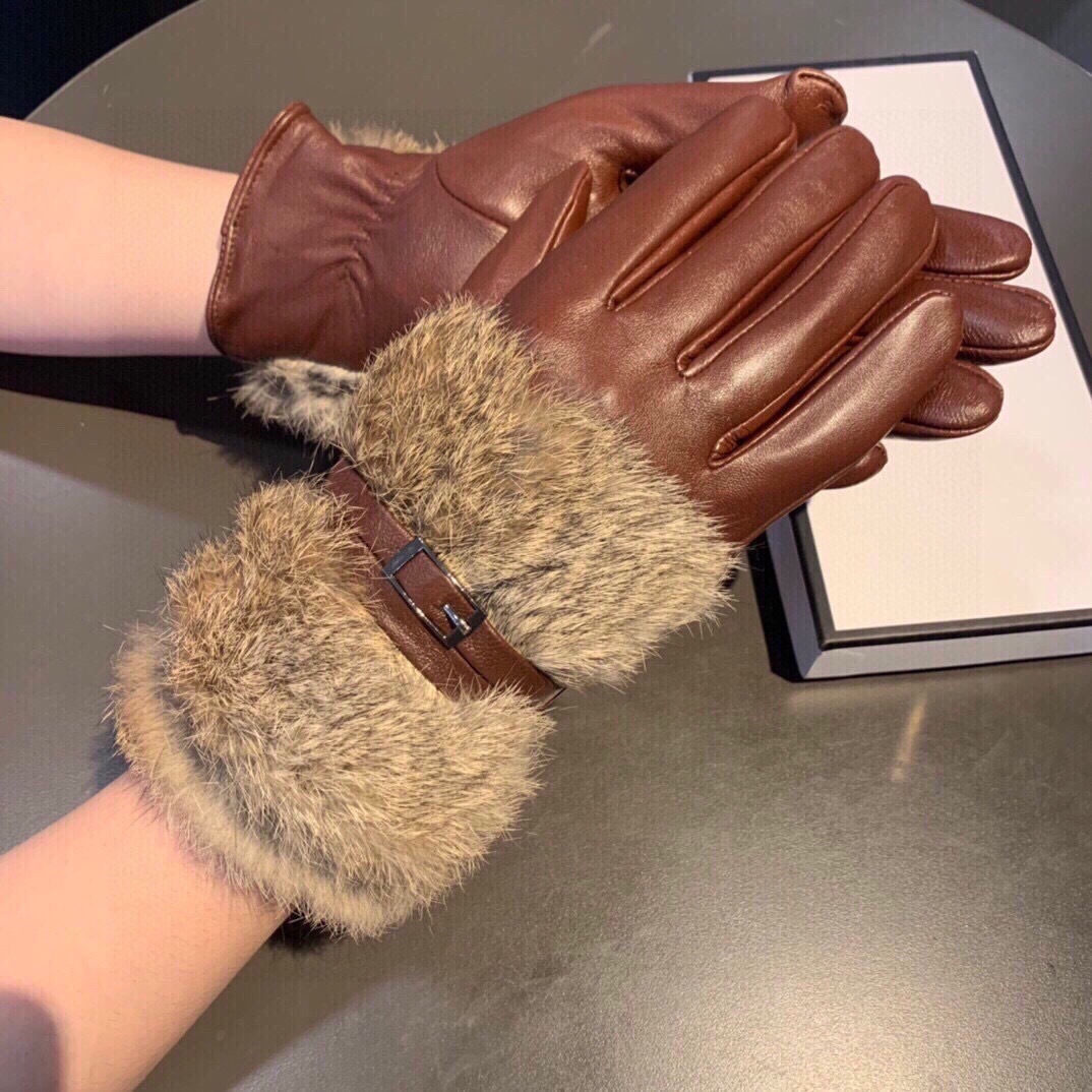 Brown Leather Gloves Fur Trim – Brown Leather Gloves with Fur Trim